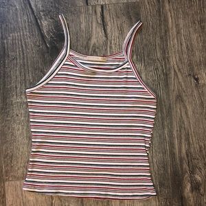 ribbed red and white tank top